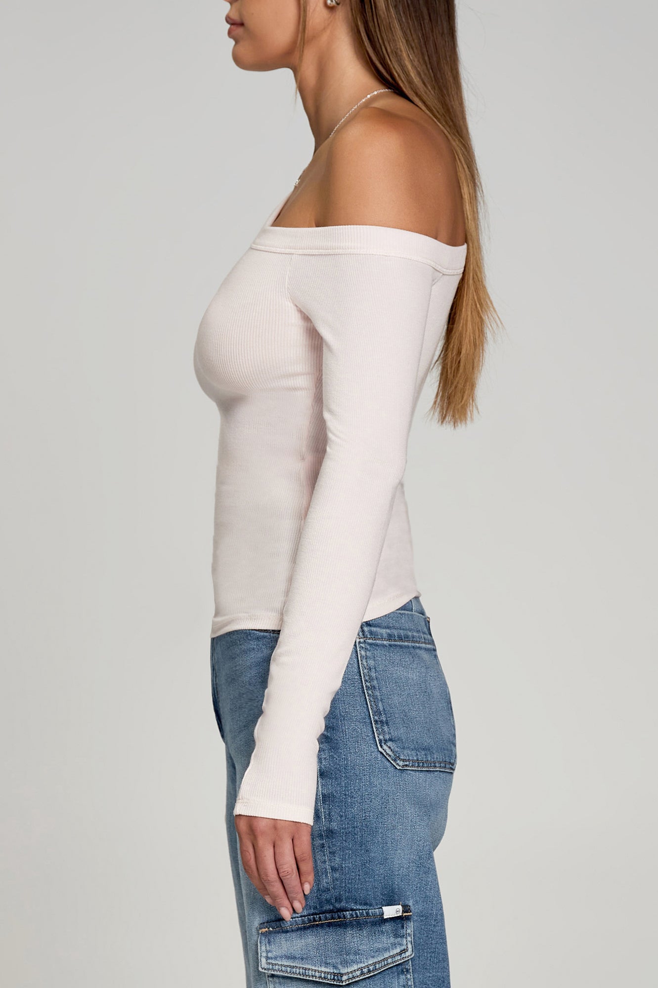 Baby Rib Off-Shoulder Long Sleeve