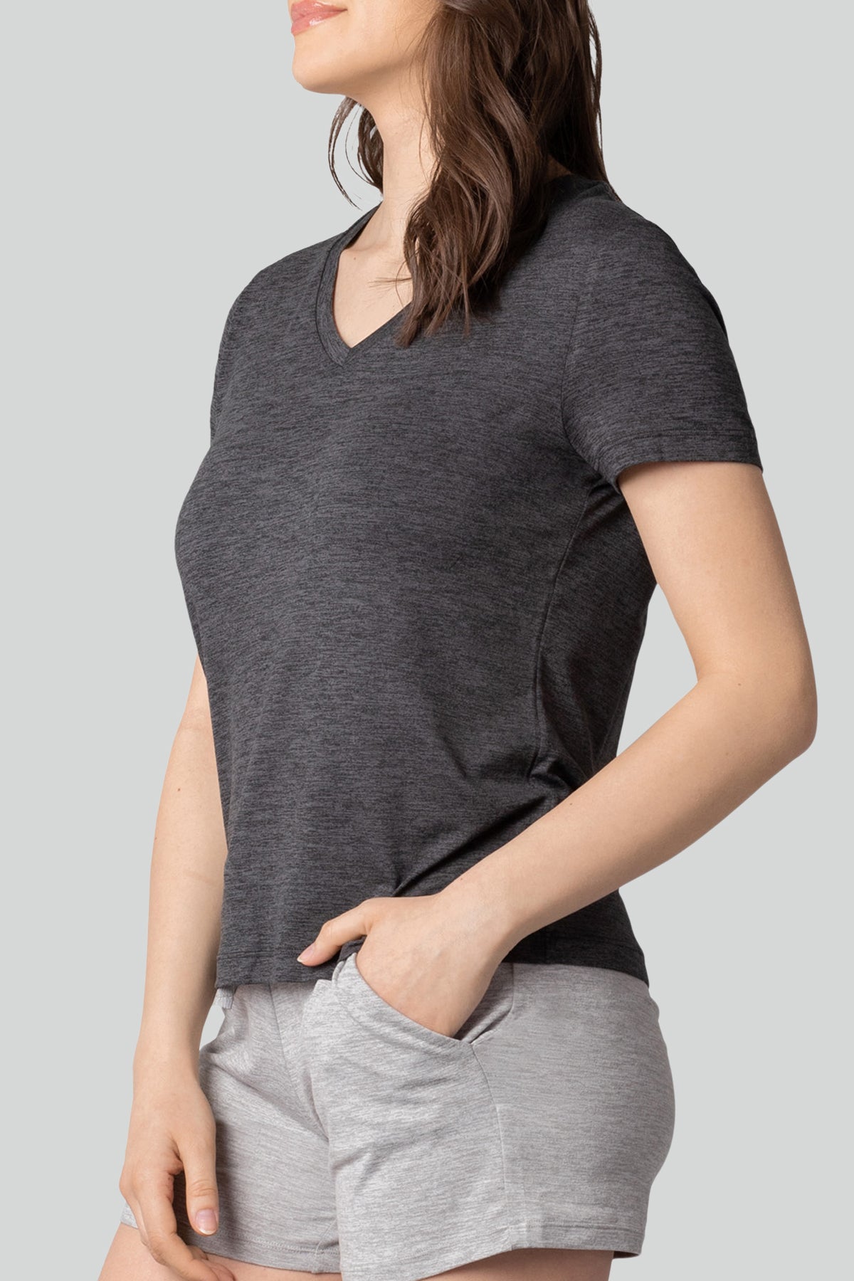 Haut en tricot à manches courtes et encolure en V