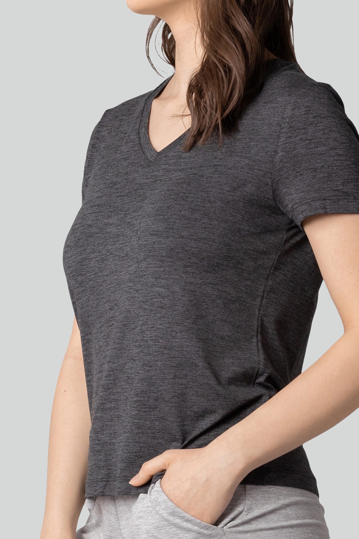 Haut en tricot à manches courtes et encolure en V