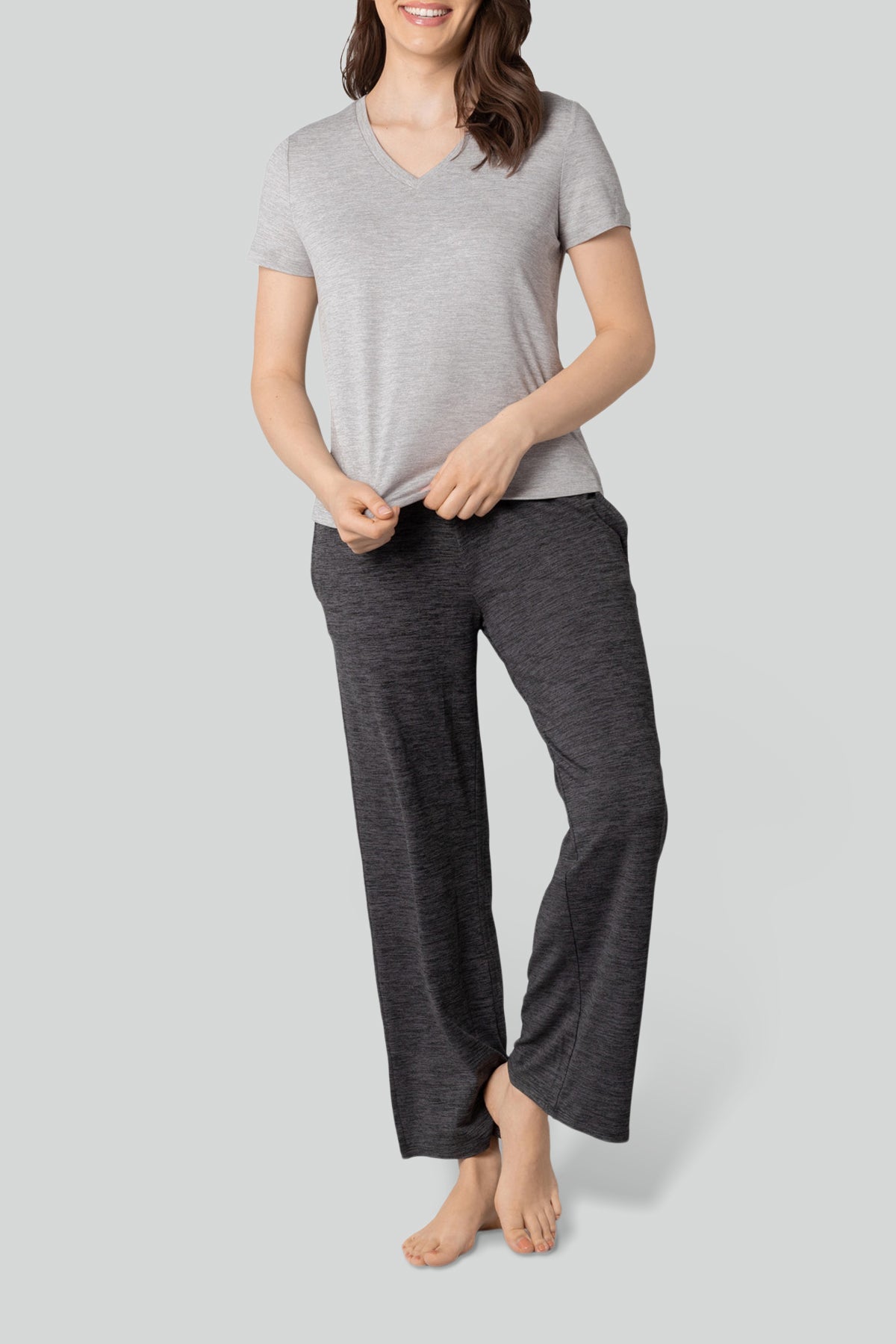 Haut en tricot à manches courtes et encolure en V