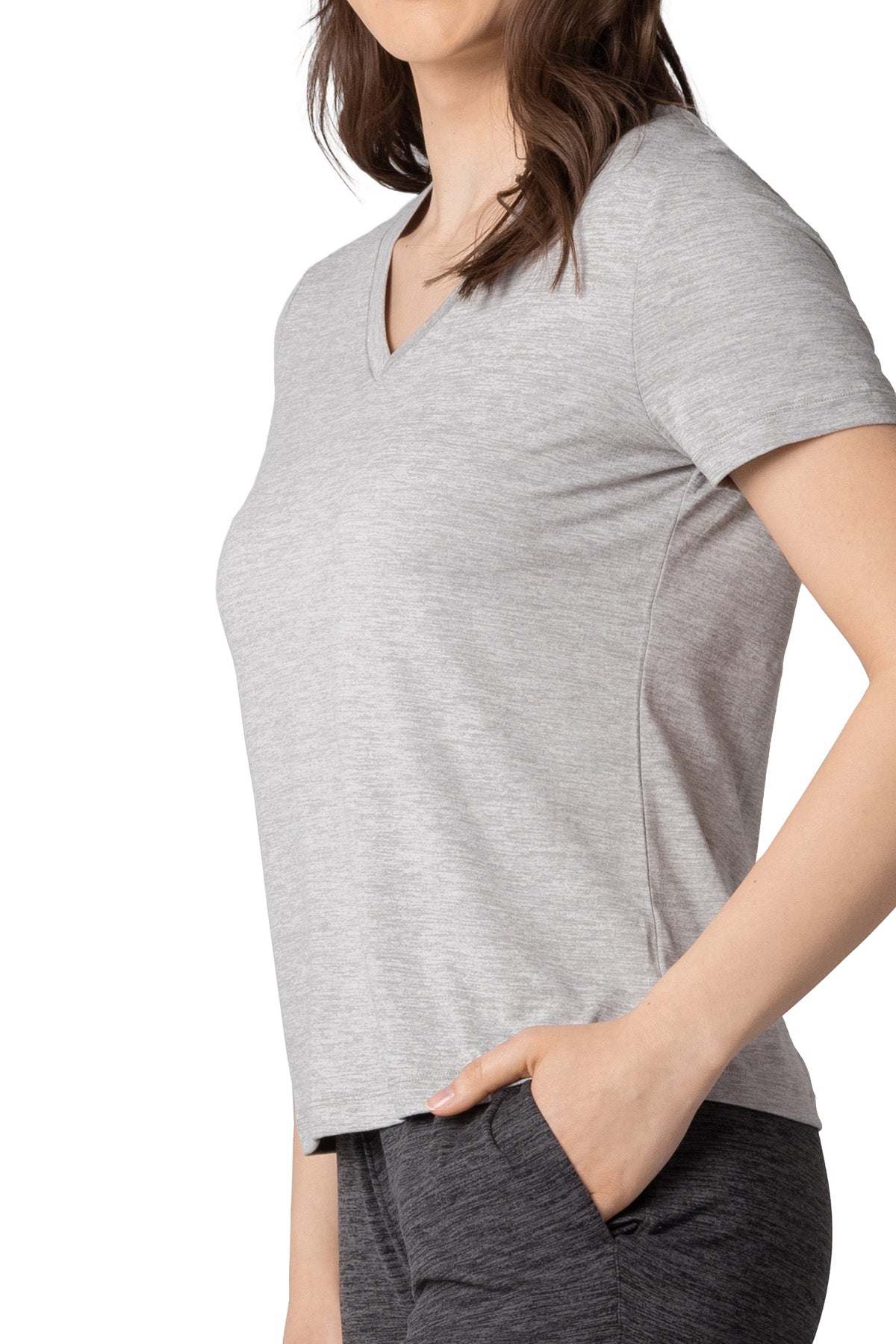 Haut en tricot à manches courtes et encolure en V